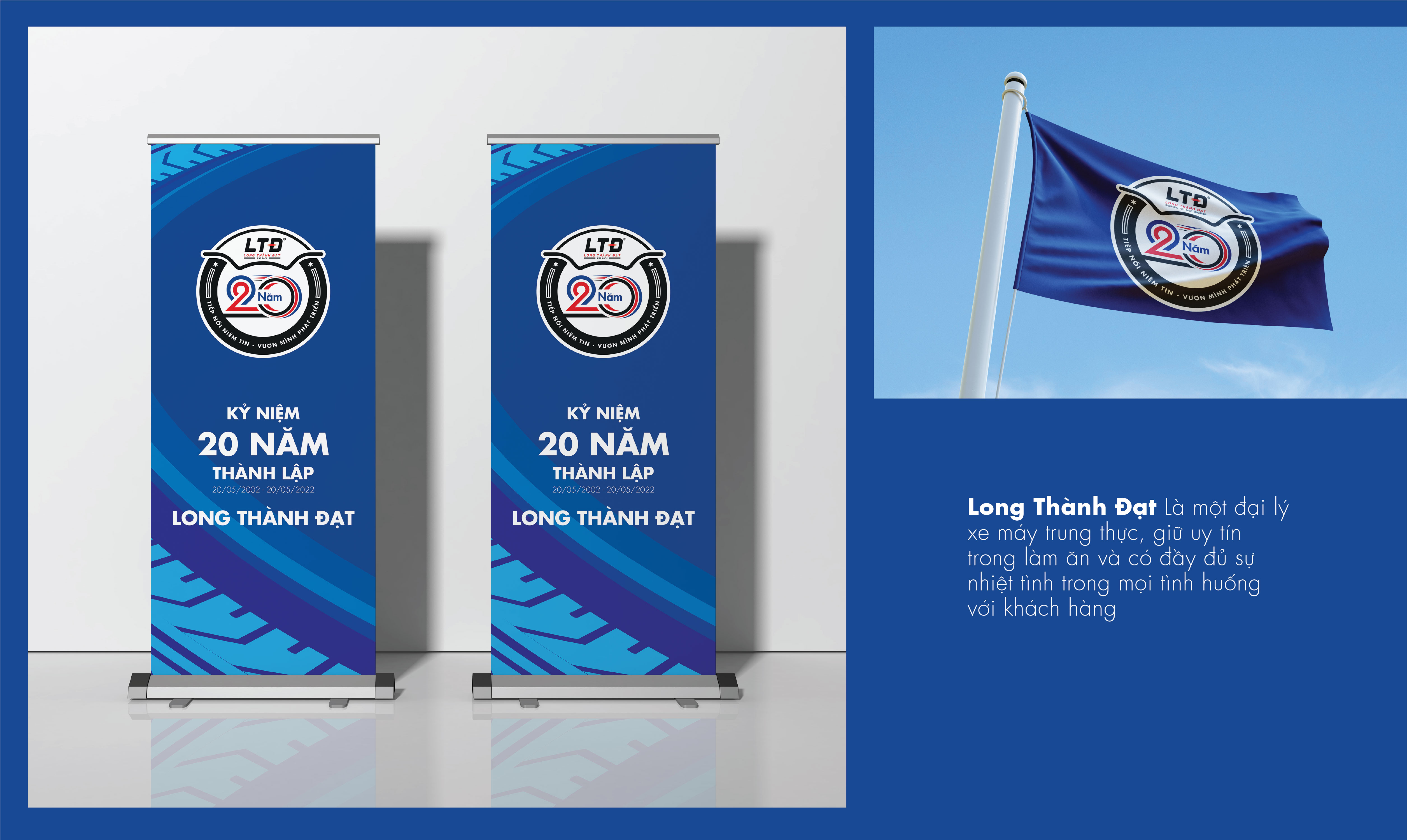 Thiết kế logo, nhận diện thương hiệu event 20 năm thành lập Đại lý xe máy Long Thành Đạt